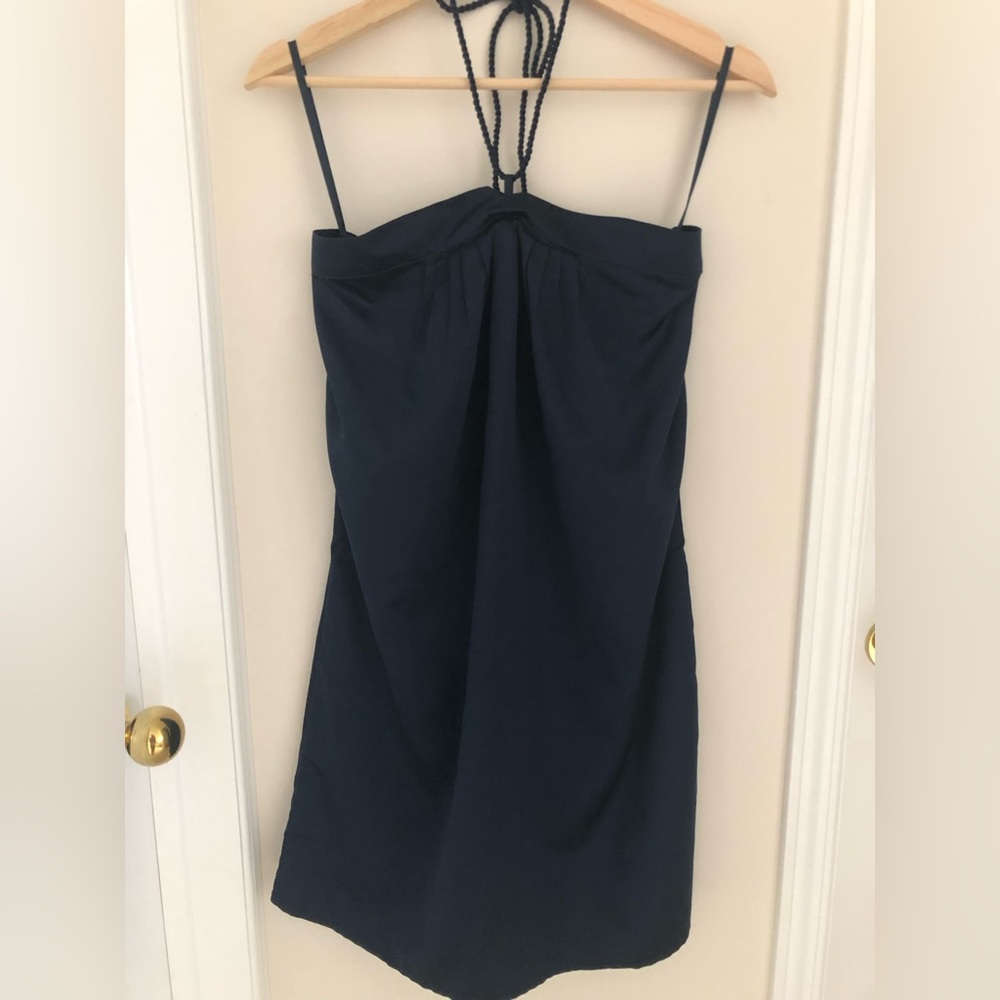 NWT Gap navy blue halter tie neck dress